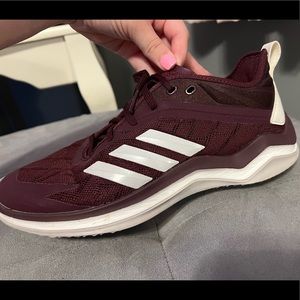 Maroon adidas shoes, size 6.5
